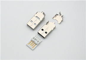 USB Type-A Male (USB AM) 2.0 three-piece set with a length of 25.5mm